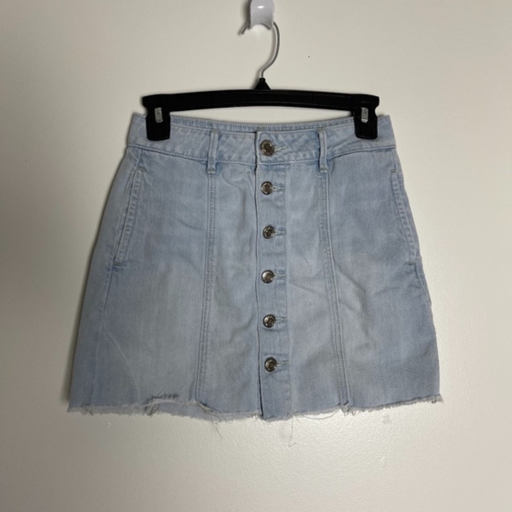 American Eagle Outfitters Denim Summer Flirty Button Down Skirt Women Size 00